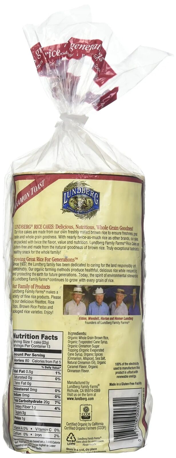 Lundberg Organic Rice Cakes Cinnamon Toast - Fresh Stock Dated February 2026