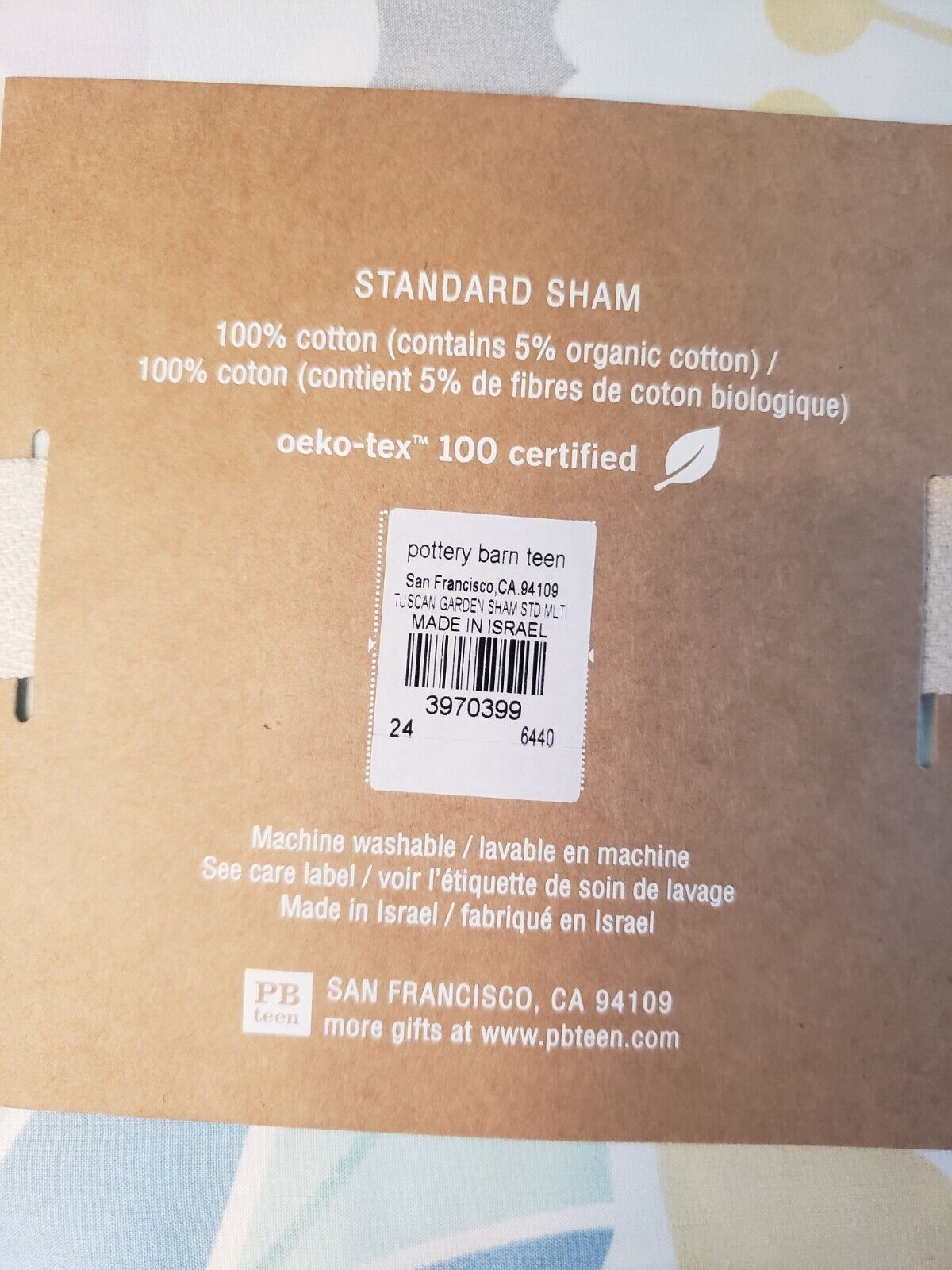 NWT Pottery Barn Tuscan Garden Sham - Fresh Stock Dated December 2025