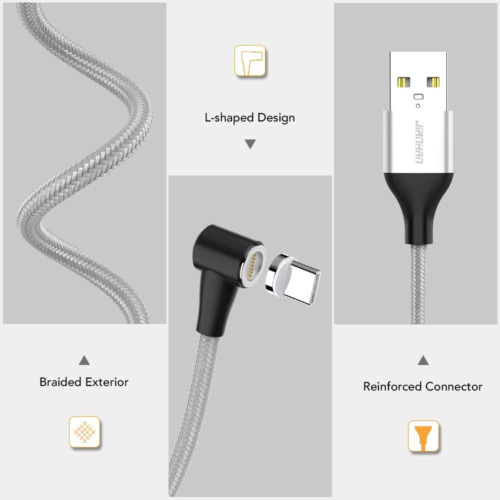 JianHan USB Magnetic Cable,2Pack [3.3+ 6.6ft] Type C + Micro 2 in Silver - Fresh Stock Dated February 2026