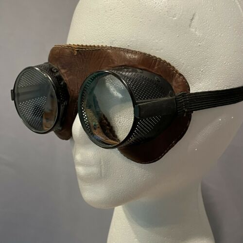 Vintage American Optical Steampunk Style Leather Safety Goggles - Fresh Stock Dated February 2026
