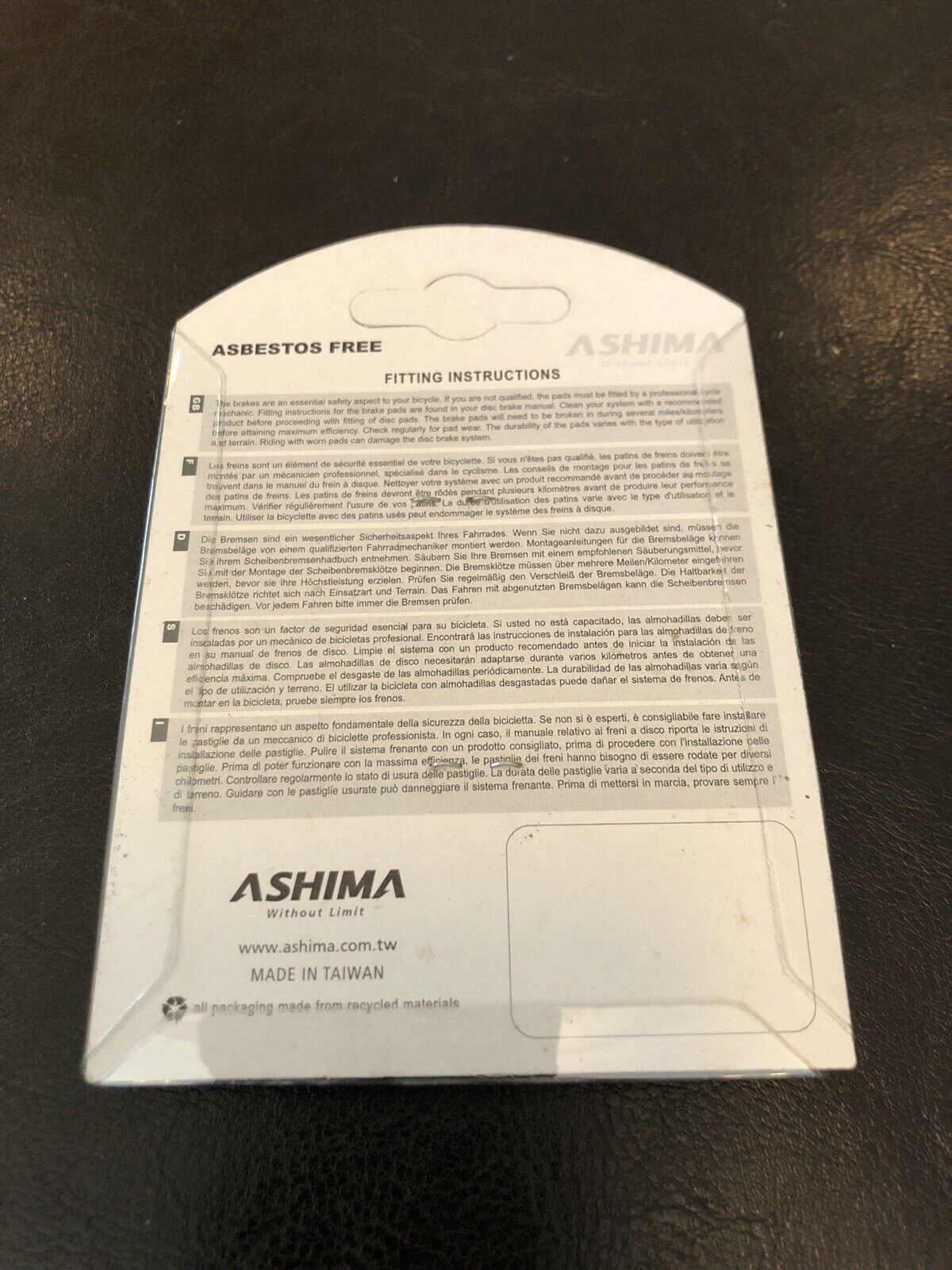 Ashima Brake Pads, Hayes El Camino Hydraulic, One set of two pads - Fresh Stock Dated February 2026