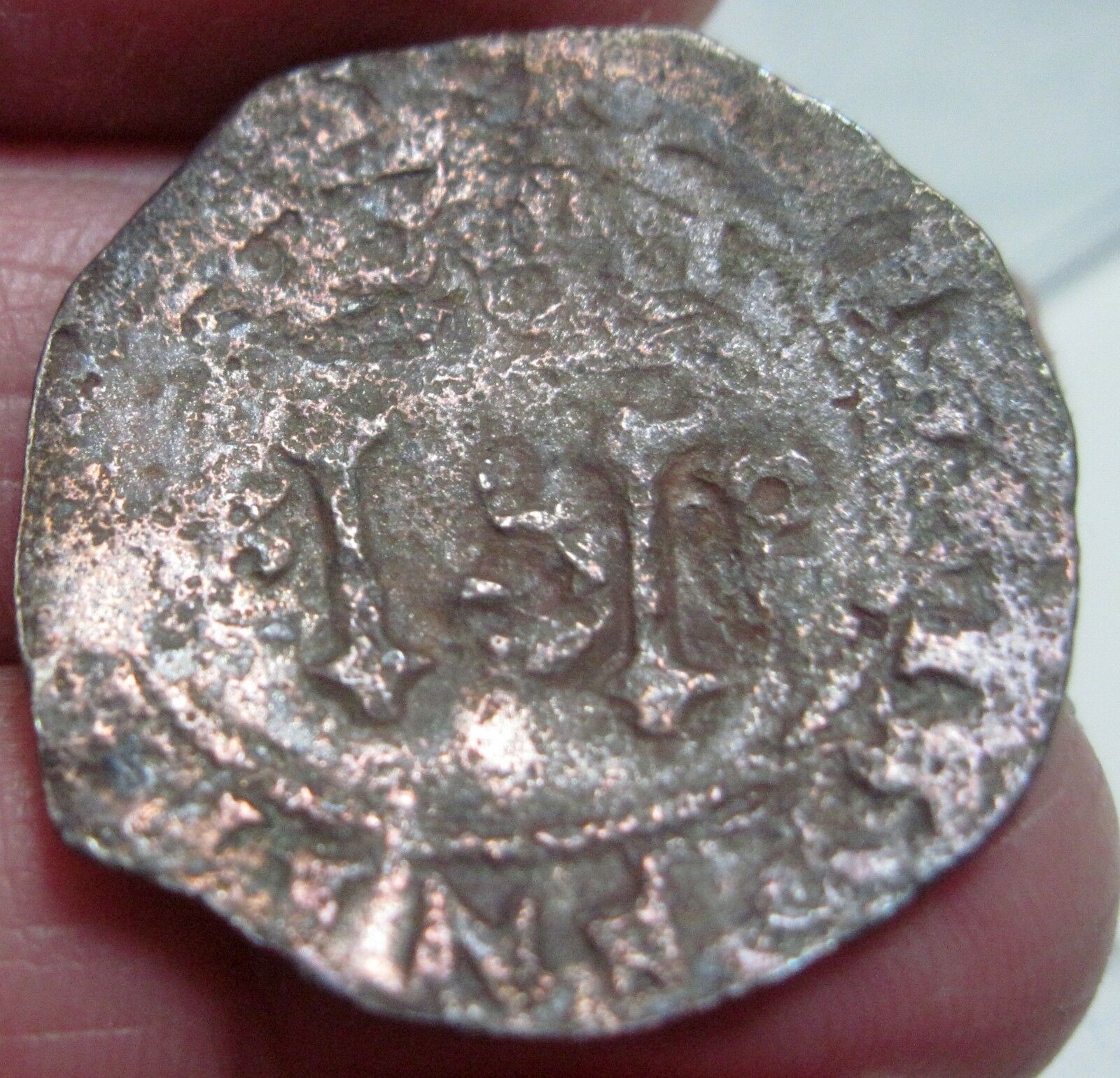 (1516-1556) DOMINICAN REPUBLIC 4 MARAVEDIS w/ ANCHOR(JAMAICA) RARE  -ASSAYER 