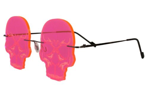 Skull Gothic Steampunk Party Festival Costume Cosplay Neon Pink Sun Glasses - Fresh Stock Dated February 2026