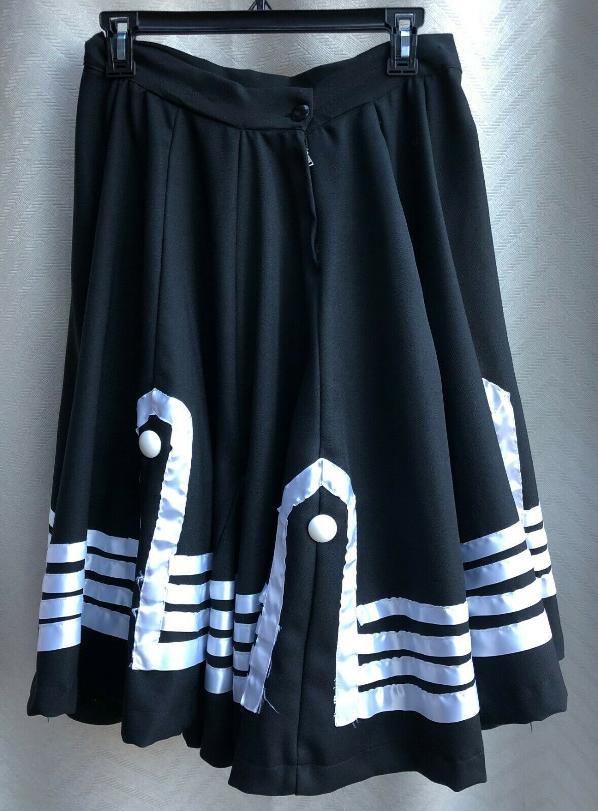 Vintage 70s Full Circle Panel Dance Skirt Black and White Ribbon - Fresh Stock Dated February 2026