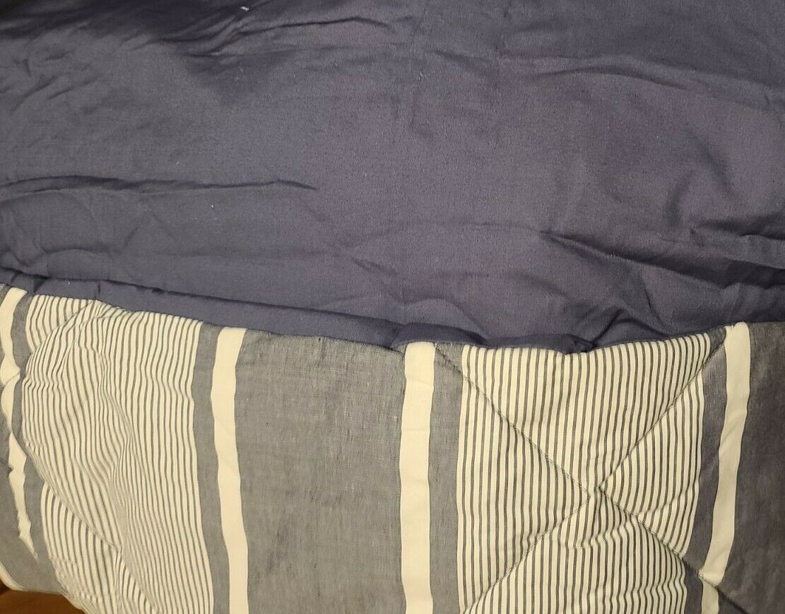 1 Pottery Barn Teen Organic Jackson Stripe Standard Sham Faded Navy Blue - Fresh Stock Dated December 2025