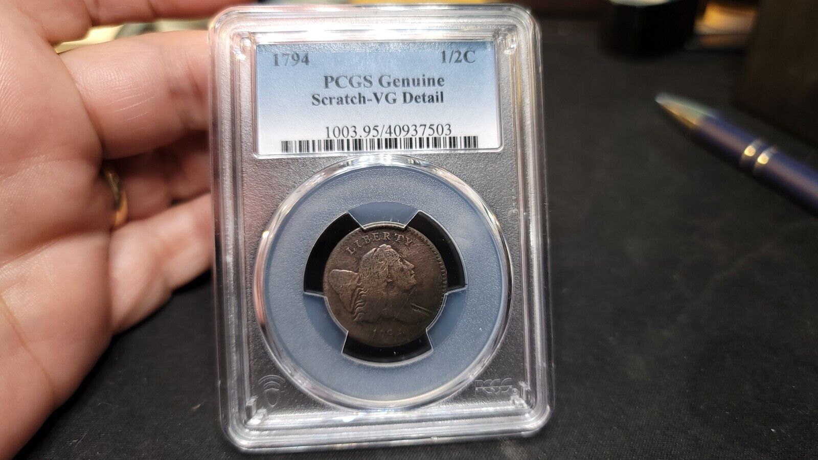 1794 Normal Head, Small Letters Edge, Half Cent 1/2C C-3a, B-5b PCGS VG Scratch - Fresh Stock Dated February 2026