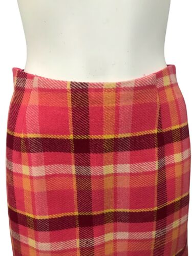 1960s Plaid Skirt / 60s Mod Pink Bold Checked Short Pencil Skirt / Small - Fresh Stock Dated February 2026