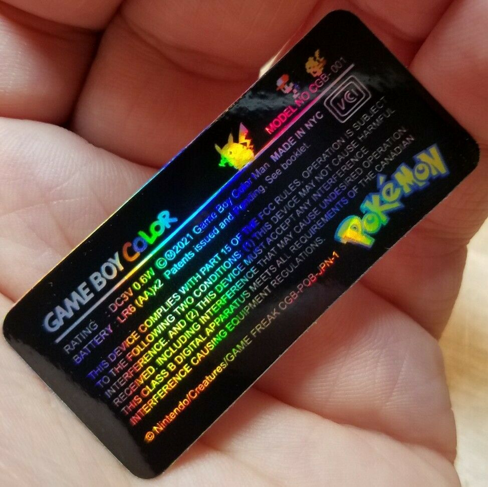 1 Game Boy Color **CGB-001** HOLO Special Pikachu Edition POKEMON *LABEL ONLY* - Fresh Stock Dated December 2025