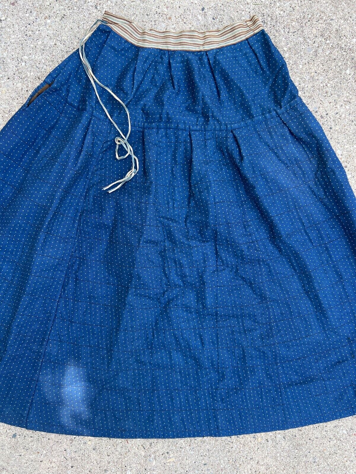 Antique 1800s Early 1900s Calico Skirt Quilted Heavy Farm Womens Indigo Workwear - Fresh Stock Dated March 2026