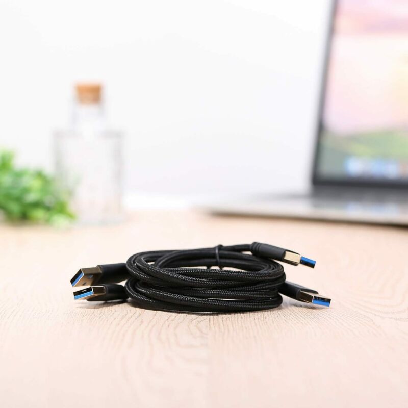 USB to Cable Cord, Besgoods 2-Pack 3FT/1M Braided 3.0 Type A Black - Fresh Stock Dated February 2026