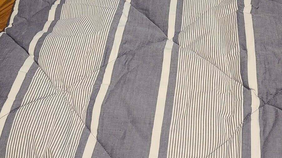 1 Pottery Barn Teen Organic Jackson Stripe Standard Sham Faded Navy Blue - Fresh Stock Dated December 2025