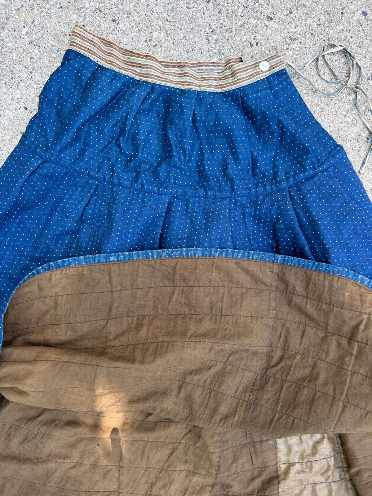 Antique 1800s Early 1900s Calico Skirt Quilted Heavy Farm Womens Indigo Workwear - Fresh Stock Dated March 2026