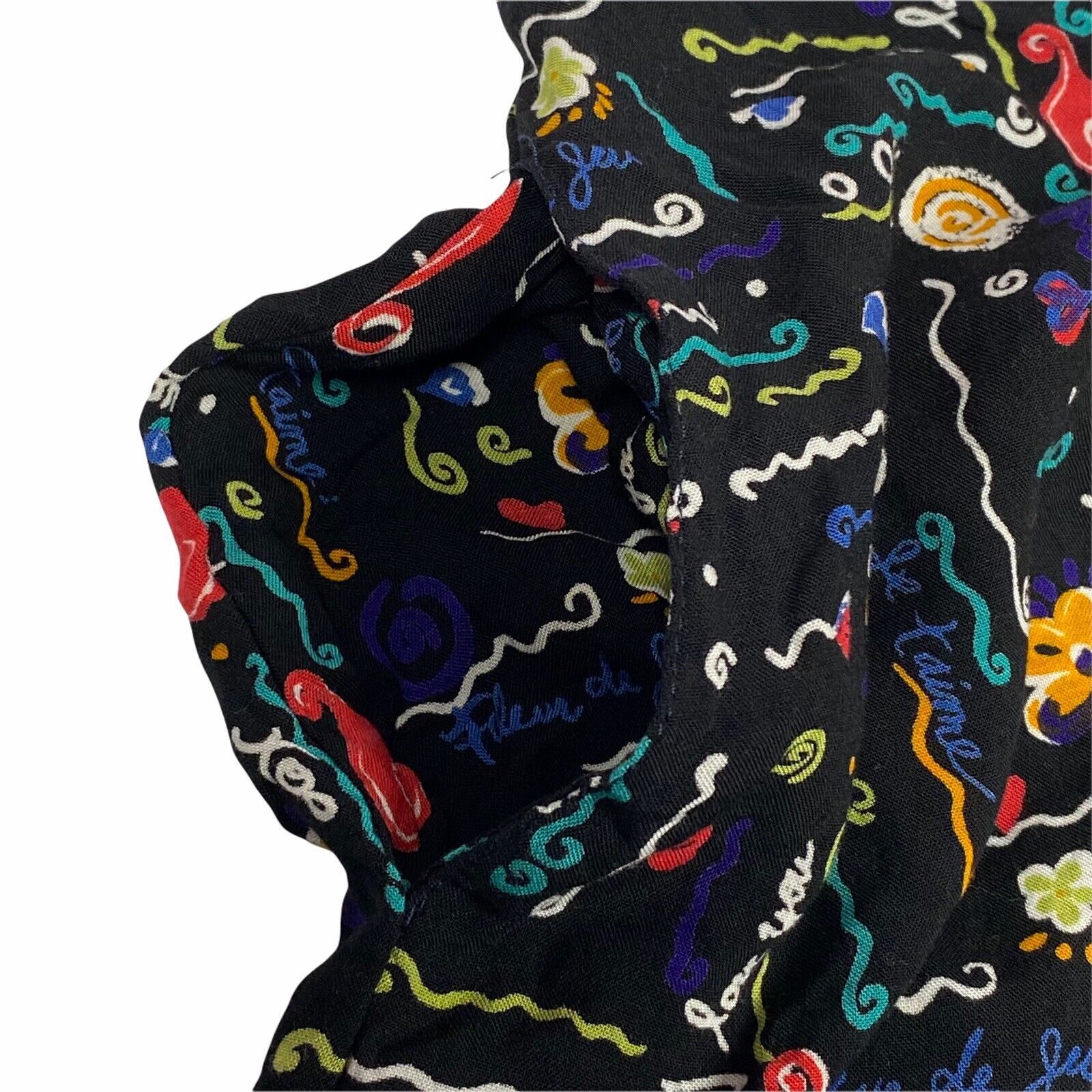 VTG Ali Miles Midi Skirt Women 8 Black Colorful Art To Wear Pockets Love Teacher - Fresh Stock Dated March 2026