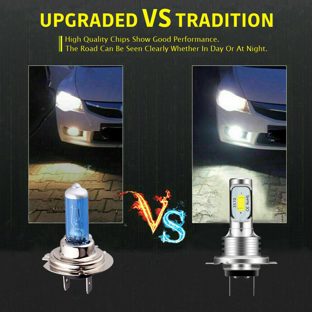 H7 Motorcycle LED Headlights Bulbs Kit High/Low Beam 120W 12000LM 6000K White - Fresh Stock Dated February 2026
