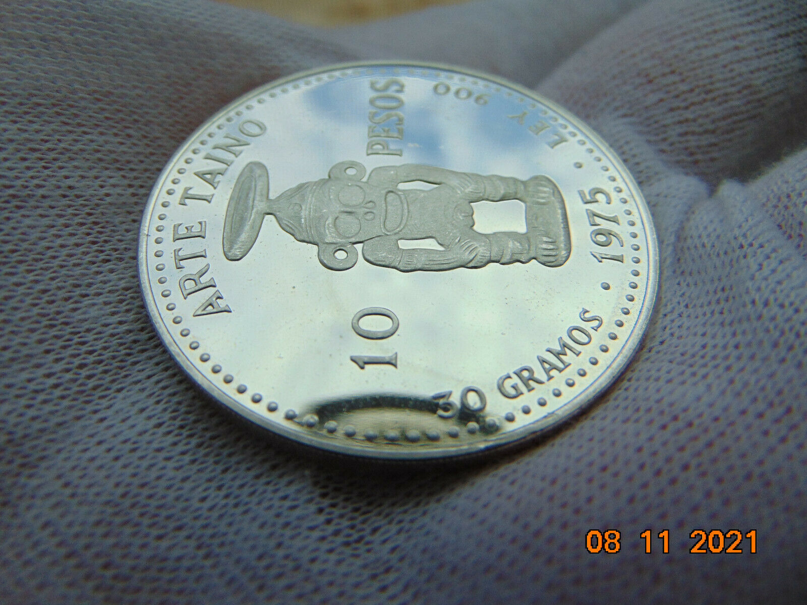 DOMINICAN REPUBLIC 1975 10 Pesos silver Proof Arte Taino - Fresh Stock Dated February 2026