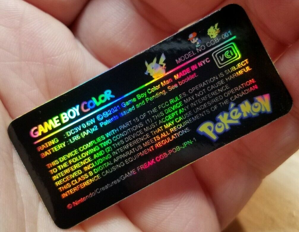 1 Game Boy Color **CGB-001** HOLO Special Pikachu Edition POKEMON *LABEL ONLY* - Fresh Stock Dated December 2025
