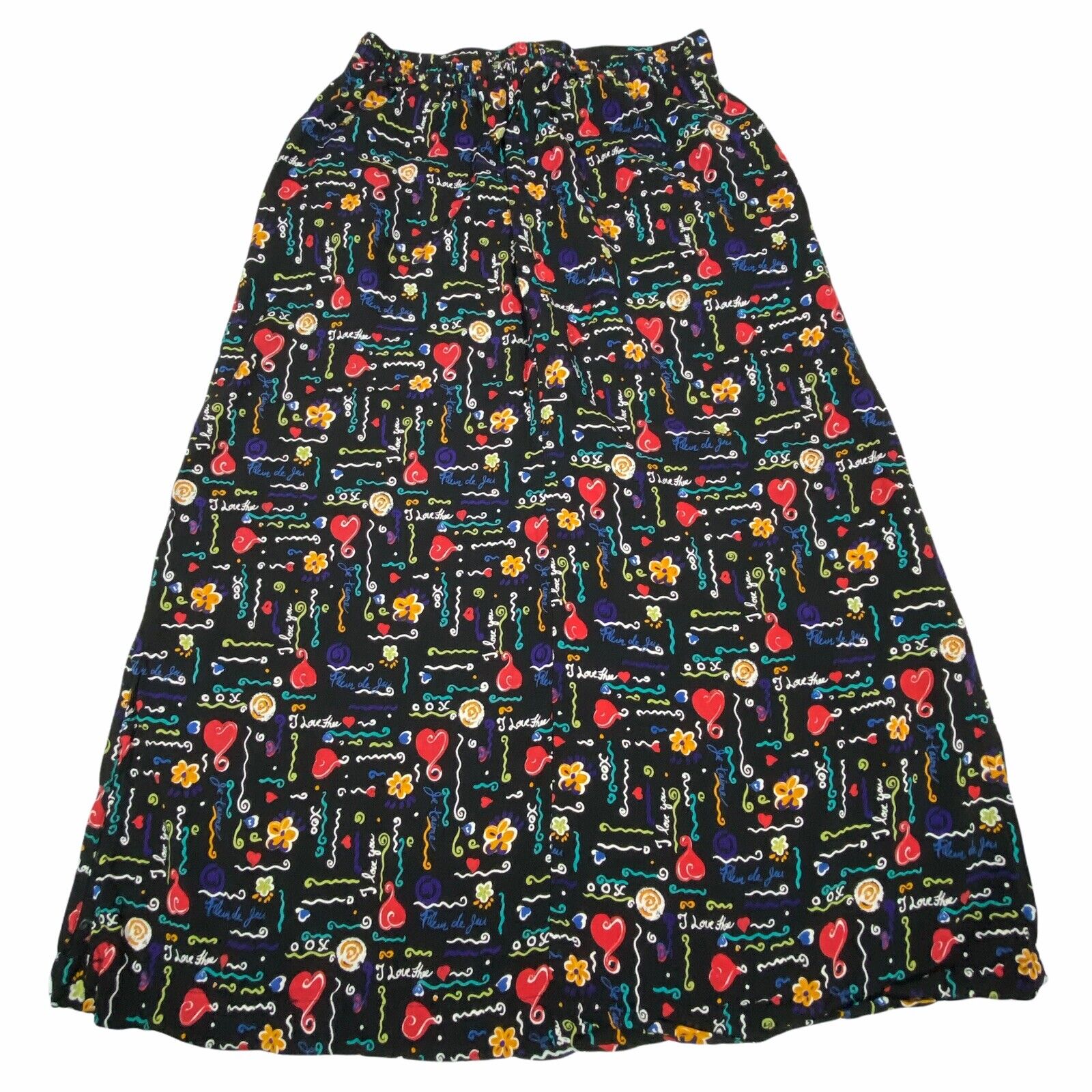 VTG Ali Miles Midi Skirt Women 8 Black Colorful Art To Wear Pockets Love Teacher - Fresh Stock Dated March 2026