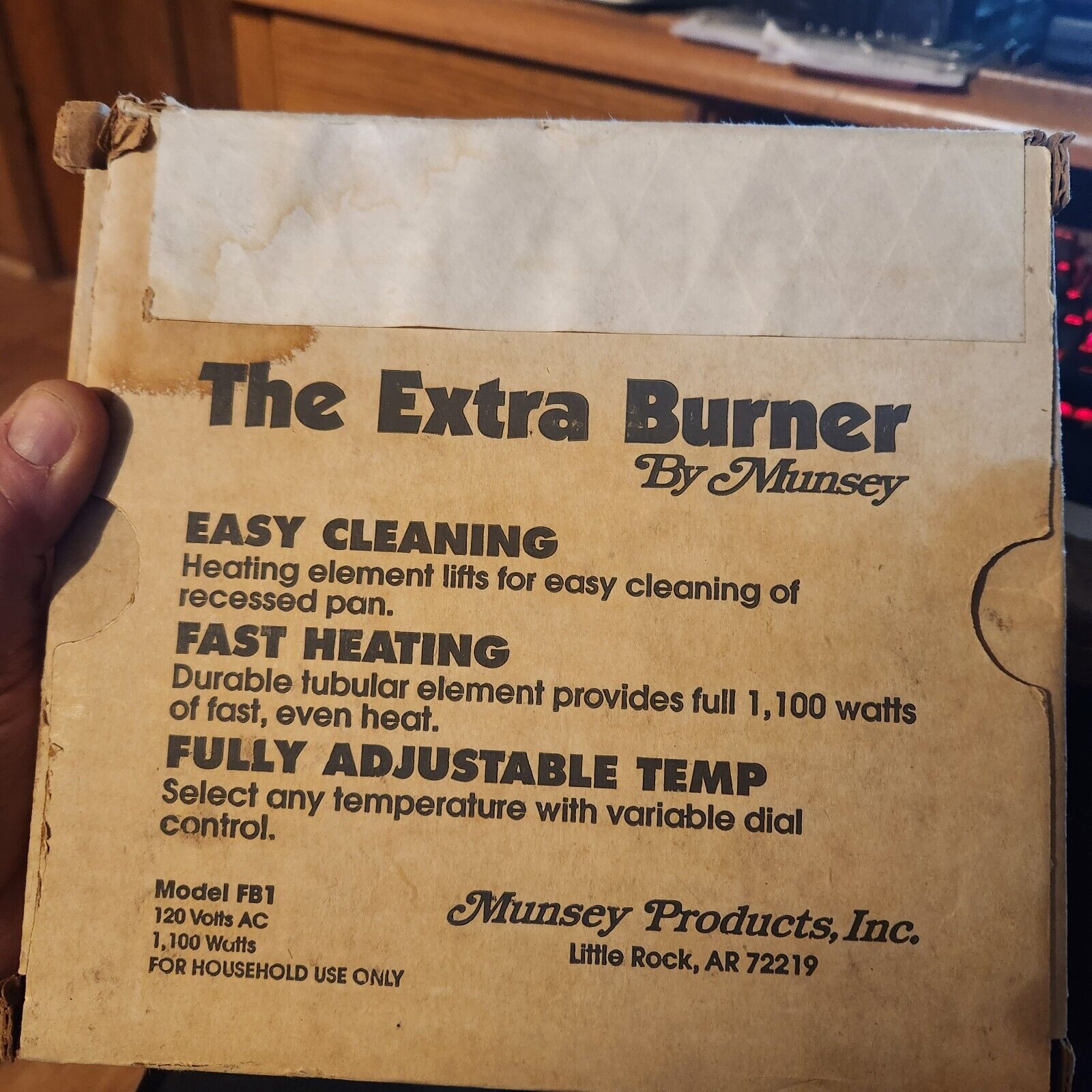 Munsey Extra Burner Model FB-1 Made in USA 1100 Watts 120 V AC Vintage NEW - Fresh Stock Dated February 2026