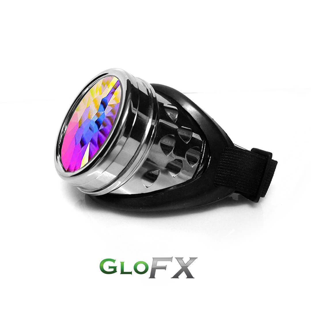 GloFX Chrome Cyclops Kaleidoscope Goggle Opticals Rave Gear Disco Night Show - Fresh Stock Dated February 2026
