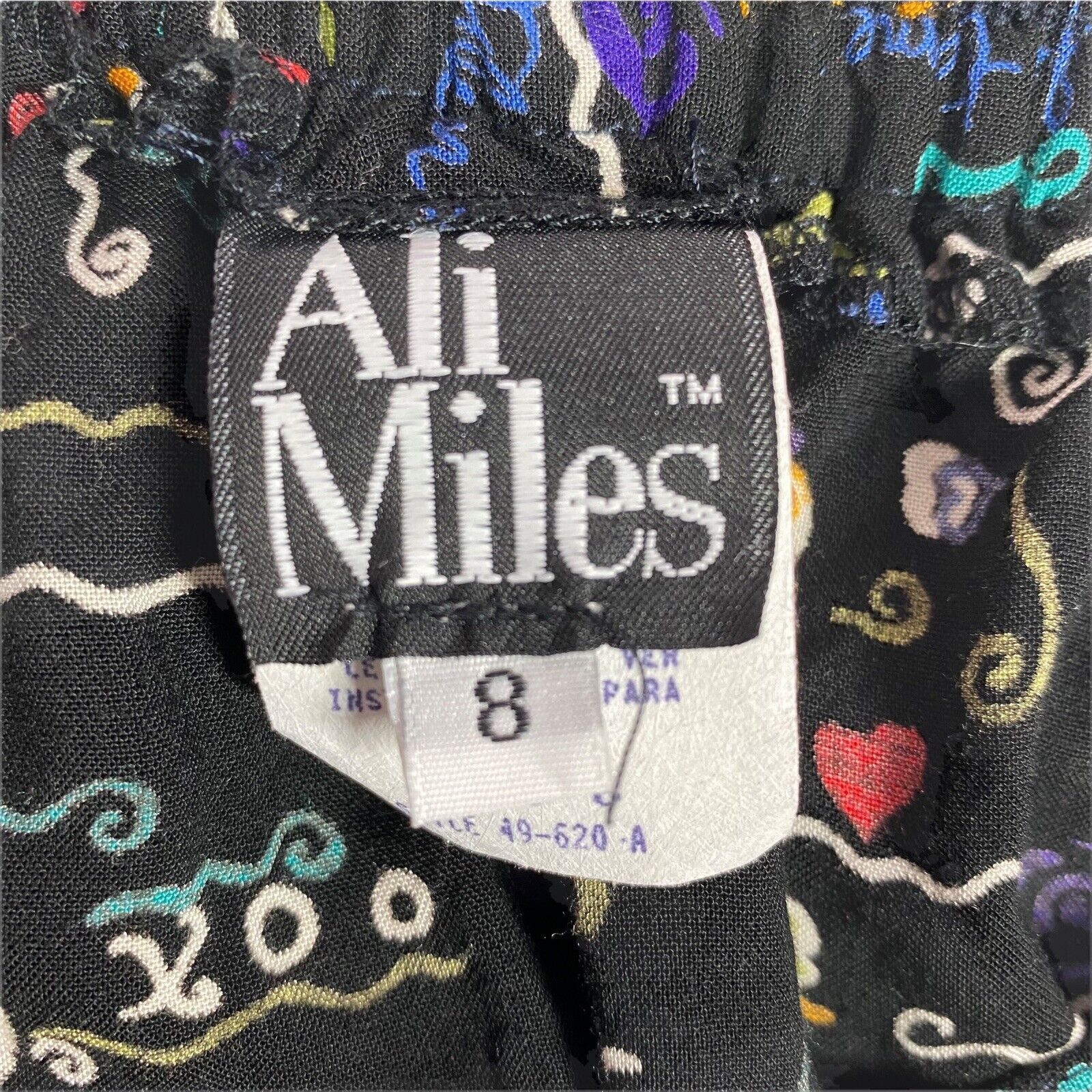 VTG Ali Miles Midi Skirt Women 8 Black Colorful Art To Wear Pockets Love Teacher - Fresh Stock Dated March 2026