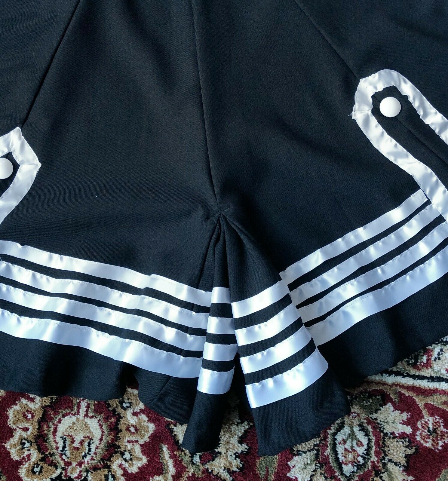 Vintage 70s Full Circle Panel Dance Skirt Black and White Ribbon - Fresh Stock Dated February 2026