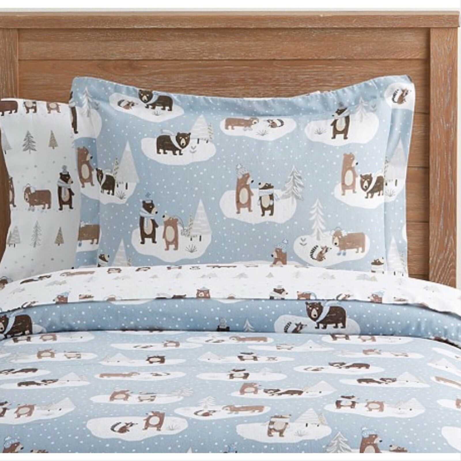 Pottery Barn Kids Winter Bear Organic Flannel Sham Standard Holiday New - Fresh Stock Dated January 2026