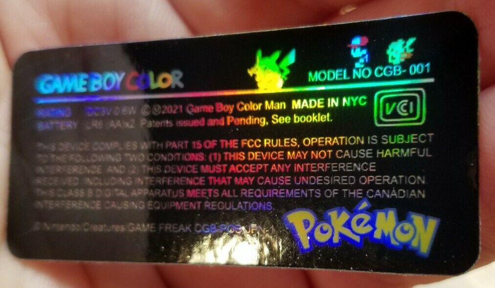 1 Game Boy Color **CGB-001** HOLO Special Pikachu Edition POKEMON *LABEL ONLY* - Fresh Stock Dated December 2025