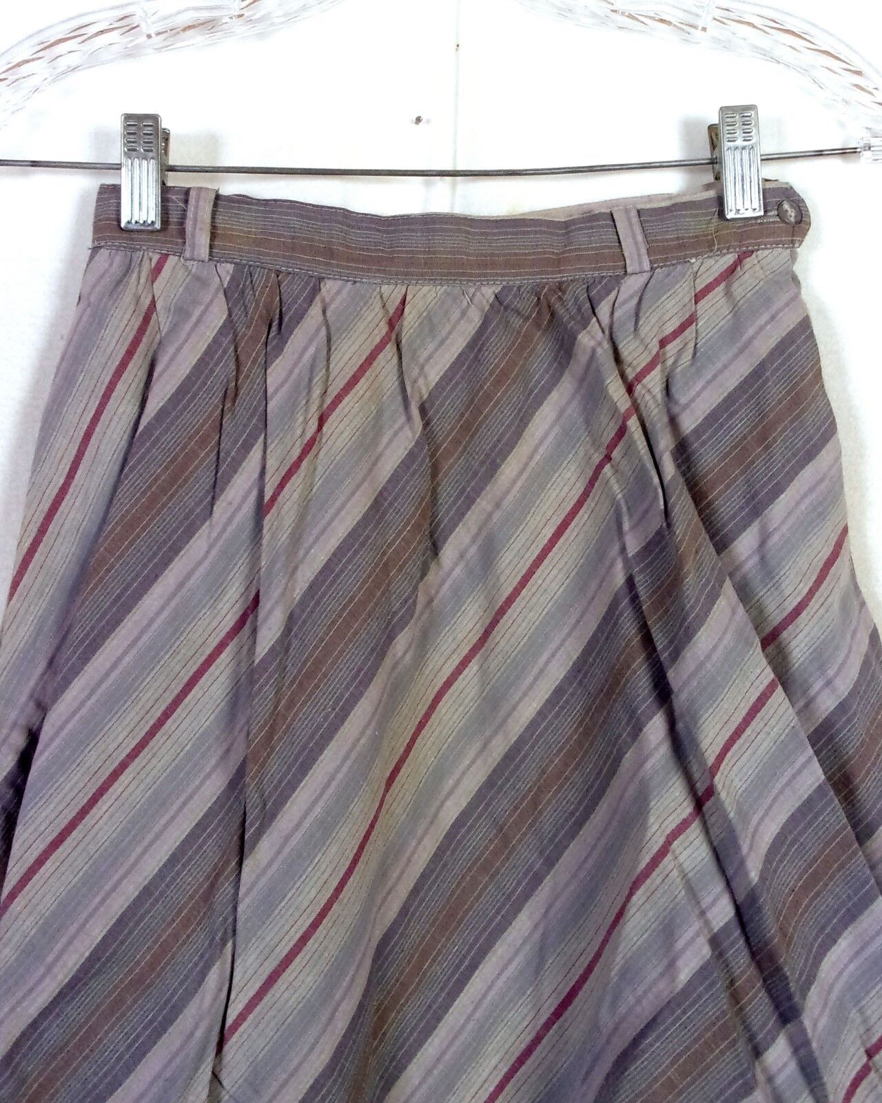 vtg 70s Summit Sportwear Gray/Beige Diagonal Stripe A-Line Skirt cotton 22 waist - Fresh Stock Dated March 2026
