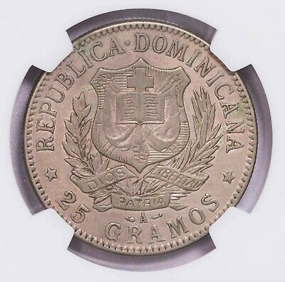 NGC-AU50 1897A DOMINICAN REPUBLIC PESO TONED - Fresh Stock Dated December 2025
