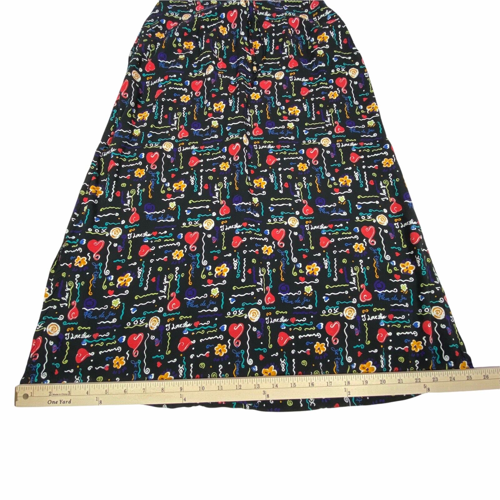VTG Ali Miles Midi Skirt Women 8 Black Colorful Art To Wear Pockets Love Teacher - Fresh Stock Dated March 2026
