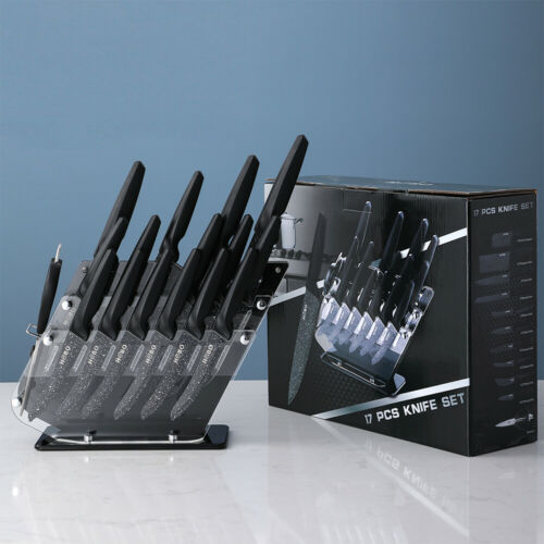 17Pcs Kitchen Knives Set Stainless Steel Chef Knife With Block Non-Slip Handle - Fresh Stock Dated December 2025