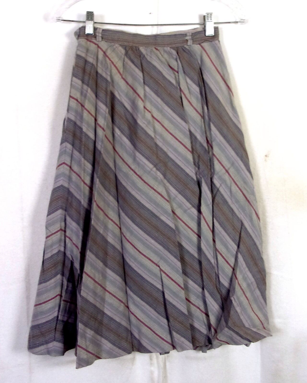 vtg 70s Summit Sportwear Gray/Beige Diagonal Stripe A-Line Skirt cotton 22 waist - Fresh Stock Dated March 2026