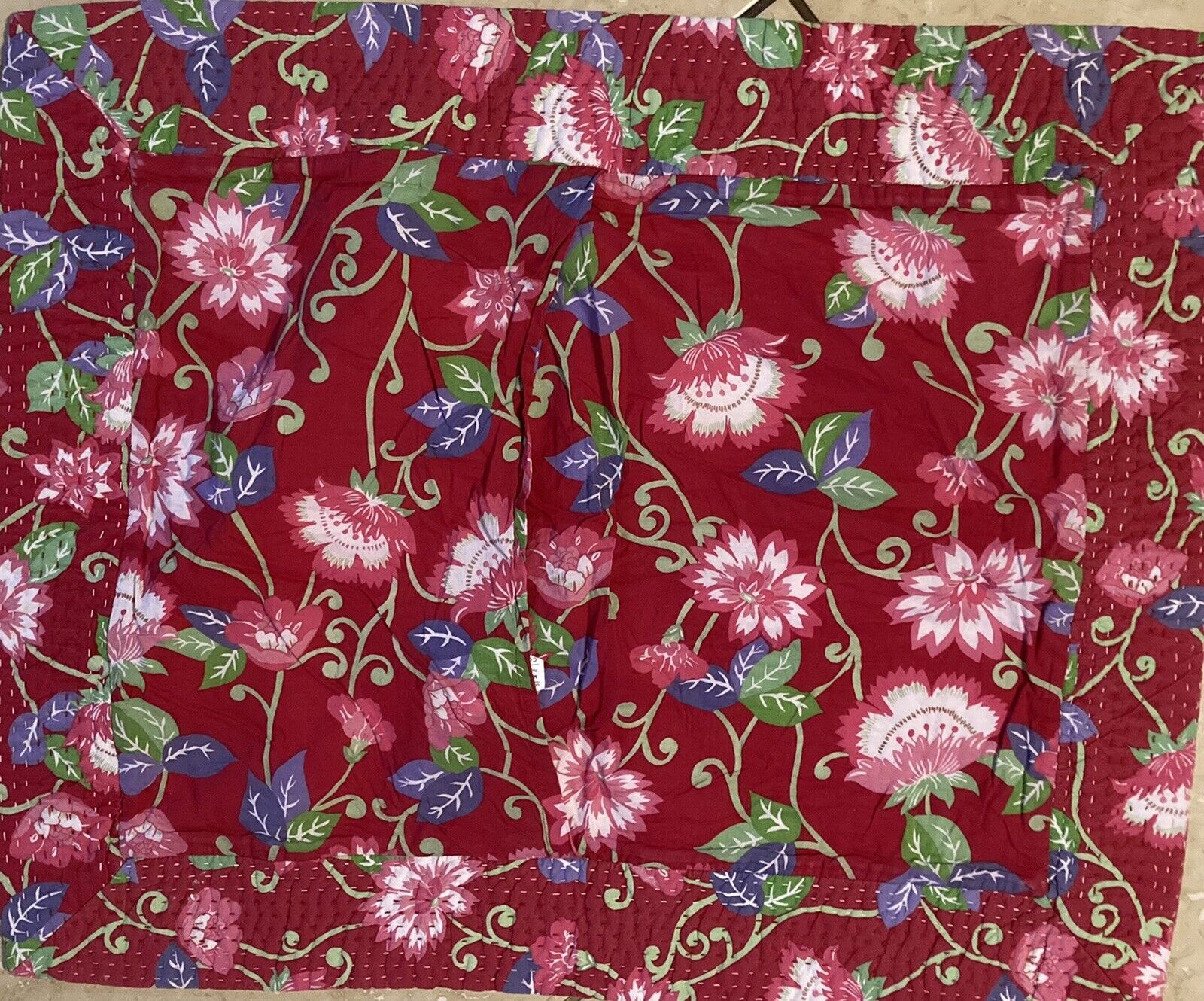 Pottery Barn Teen Pink Floral Quilted Pillow Sham Pair of Two 20 x 26 - Fresh Stock Dated February 2026