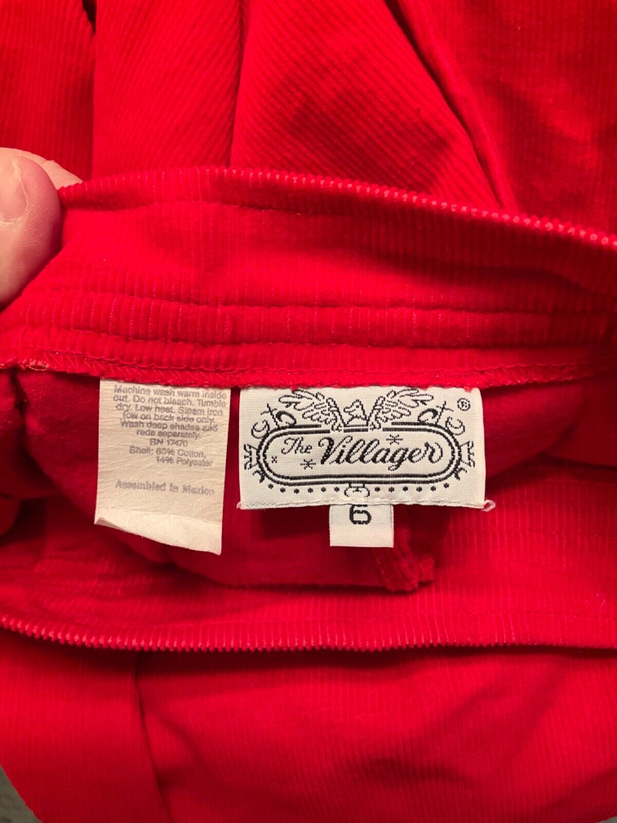 Vintage The Villager Corduroy Skirt Red Sz 6 Pleated pockets - Fresh Stock Dated March 2026