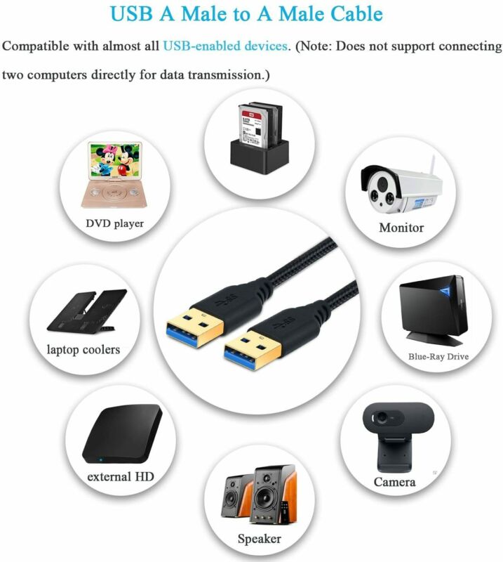 USB to Cable Cord, Besgoods 2-Pack 3FT/1M Braided 3.0 Type A Black - Fresh Stock Dated February 2026