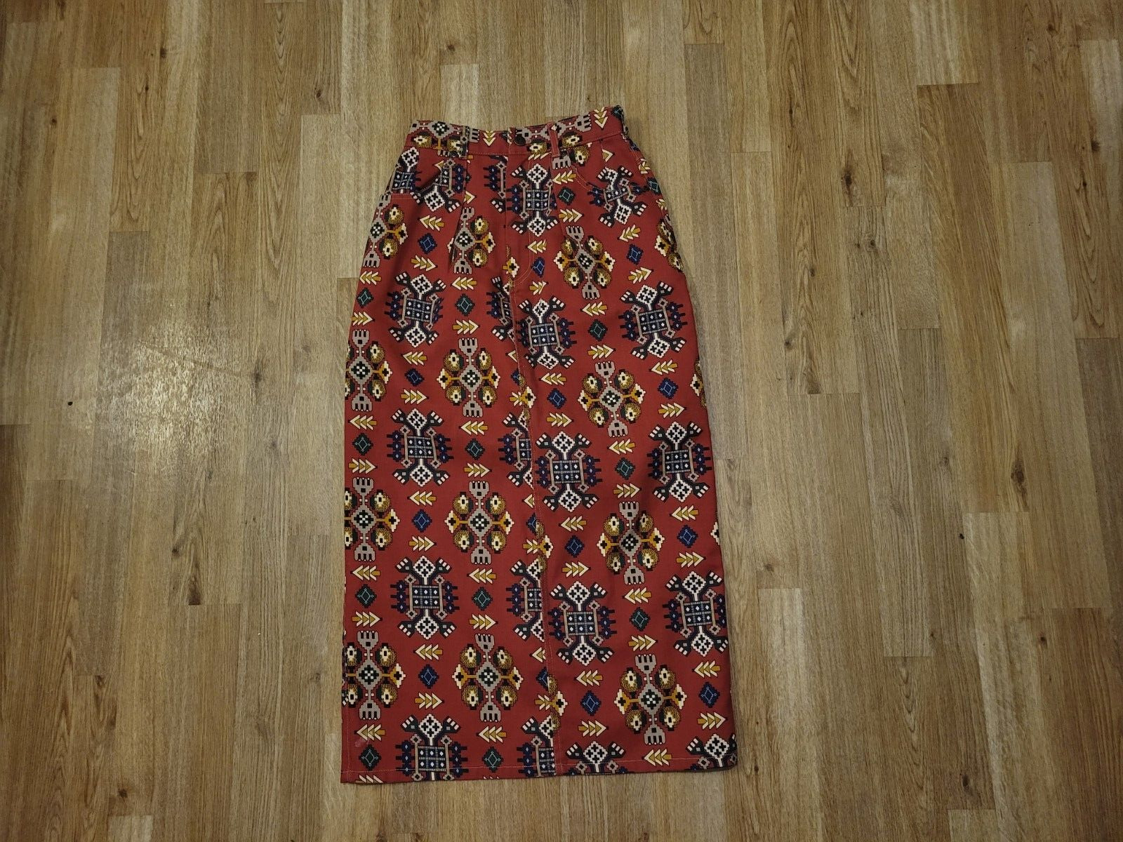 Womens Vintage Denim Jean Skirt Boho Hippie Western USA Small (Waist: 12