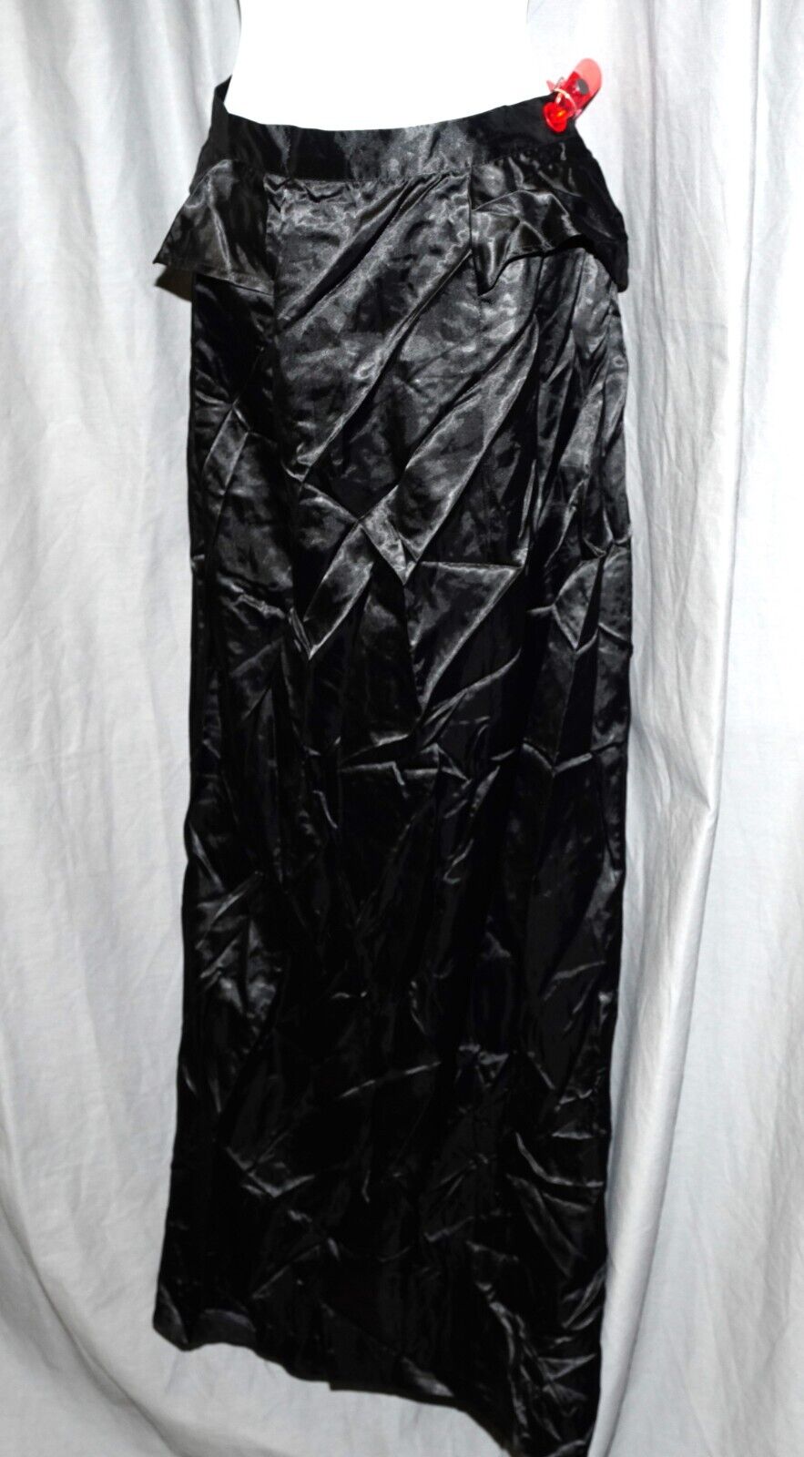 Vintage long satin skirt slippery slick sexy satiny slinky slick peplum slit W28 - Fresh Stock Dated March 2026