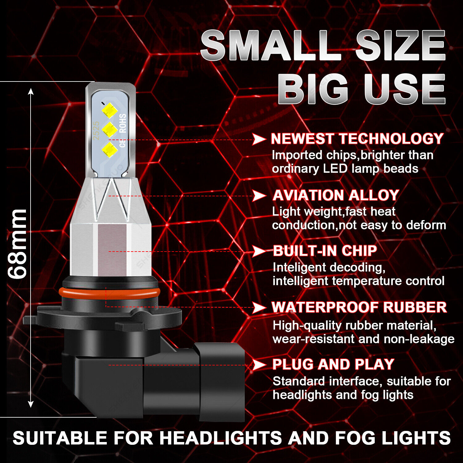 For Suzuki Hayabusa GSX1300R 1999-2007 LED Headlight Bulb High Low 9005+H7 White - Fresh Stock Dated February 2026