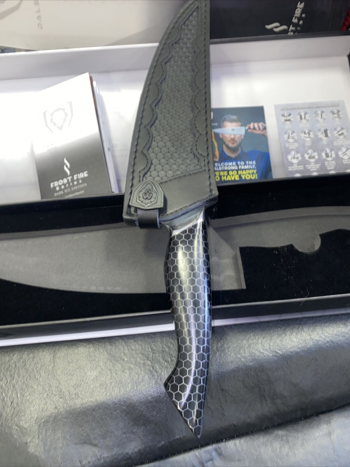 Dalstrong Frost Fire Series 8” Chef Knife w Honeycomb Handle Design Sheath - Fresh Stock Dated December 2025