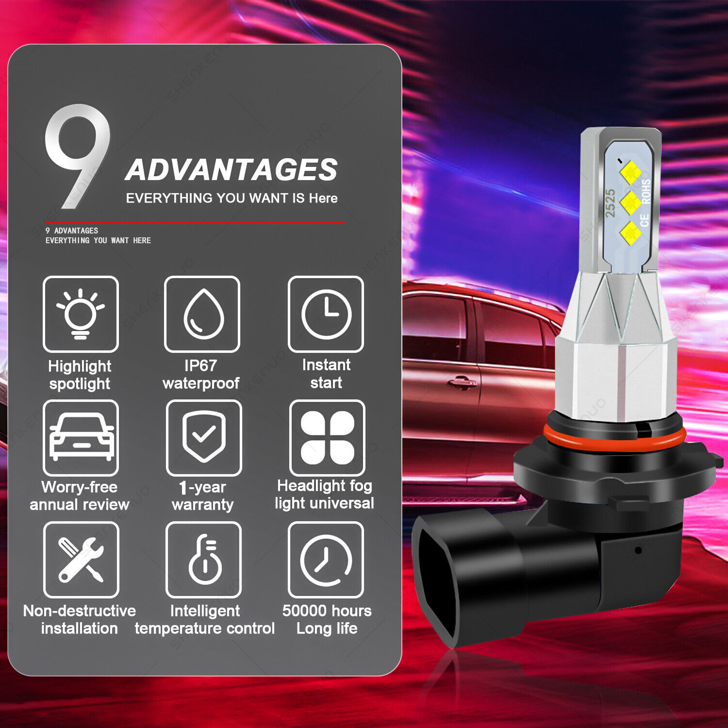 For Suzuki Hayabusa GSX1300R 1999-2007 LED Headlight Bulb High Low 9005+H7 White - Fresh Stock Dated February 2026