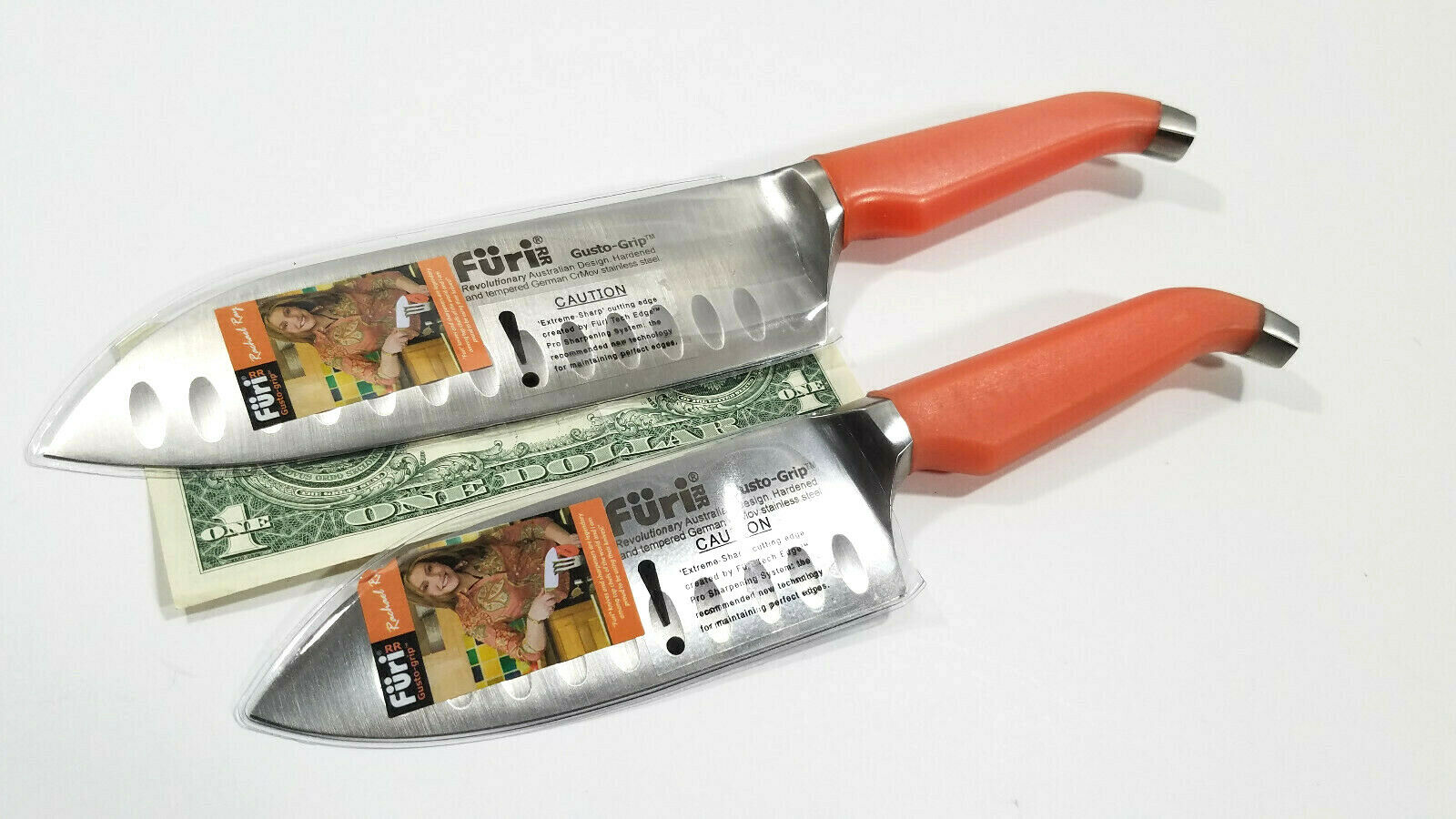 Rachael Ray Furi Gusto Grip Santoku 2 Piece Knife Set Bamboo Case NEW VGC - Fresh Stock Dated December 2025