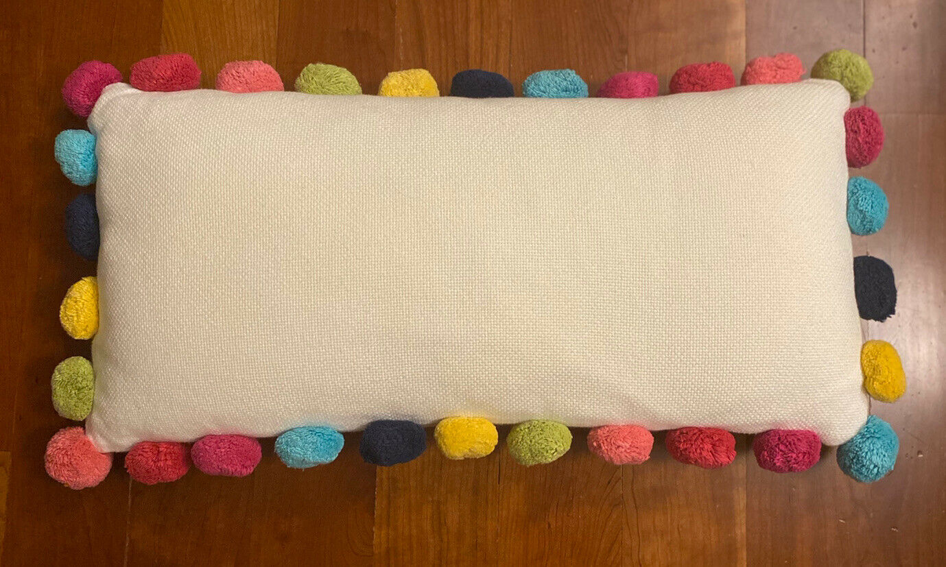 Pottery Barn Teen Pom Pom Organic Pillow Cover With Insert 12