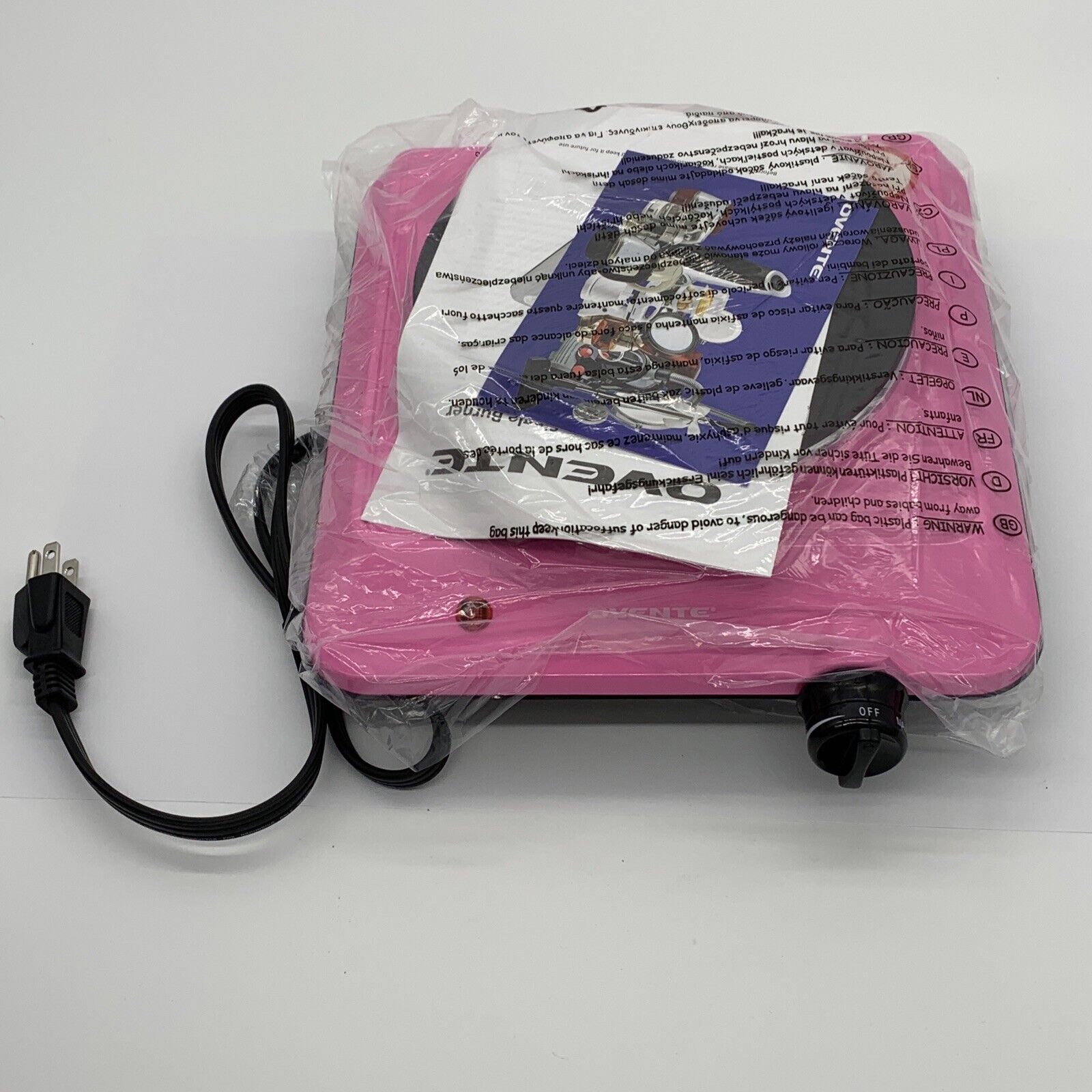 Ovente Electric Cast Iron Burner 7 Inch Single Hot Plate Compact Cooktop Pink - Fresh Stock Dated February 2026