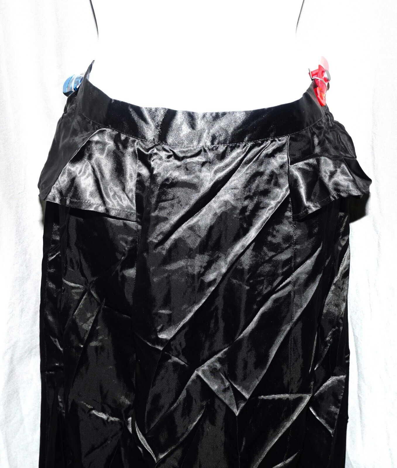 Vintage long satin skirt slippery slick sexy satiny slinky slick peplum slit W28 - Fresh Stock Dated March 2026