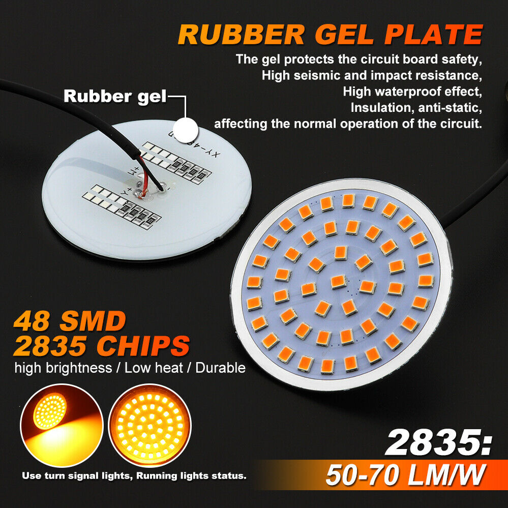 2x Motorcycle 1156 LED Turn Signal Light Amber For Harley Davidson Street Glide - Fresh Stock Dated February 2026