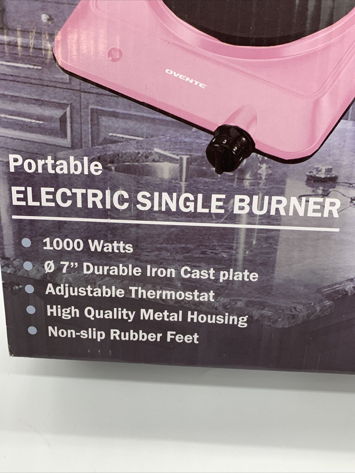 Ovente Electric Cast Iron Burner 7 Inch Single Hot Plate Compact Cooktop Pink - Fresh Stock Dated February 2026