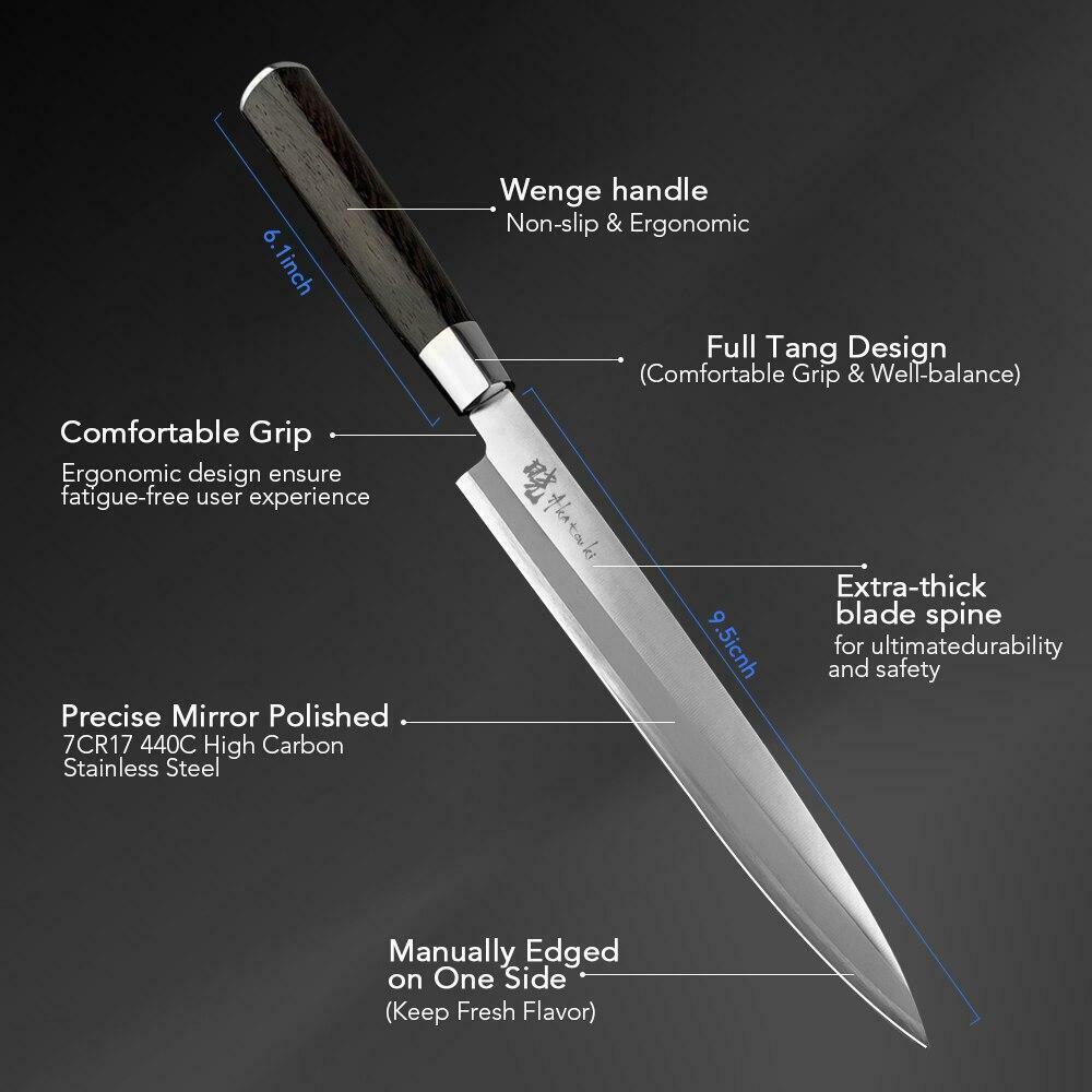 Japanese Sashimi Sushi Yanagiba Knife 9.5 inch Chef Wood Handle Fish Filleting - Fresh Stock Dated December 2025