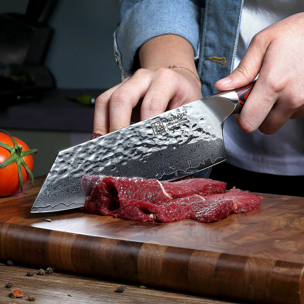 7 Inch Japanese Damascus Steel Nakiri Knife Kitchen Cooking Cleaver Chef Knives - Fresh Stock Dated December 2025
