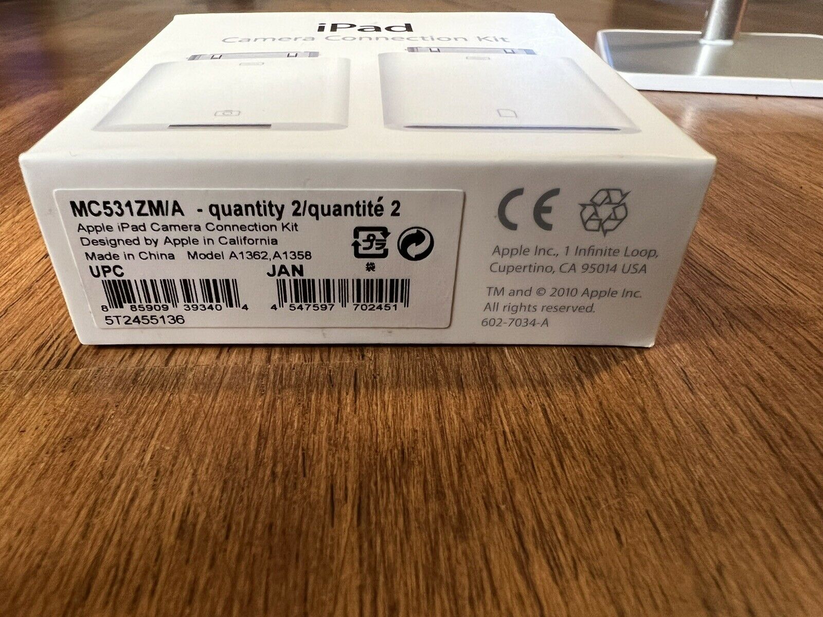 NIB - Apple iPad Camera Connection Kit Model A1362, A1358 MC531ZM/A - SEALED - Fresh Stock Dated February 2026