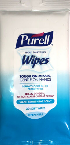 Purell Hand Sanitizing Wipes-Clean Scent-3ea  20 Count Travel Packs-FREE SHIP - Fresh Stock Dated February 2026